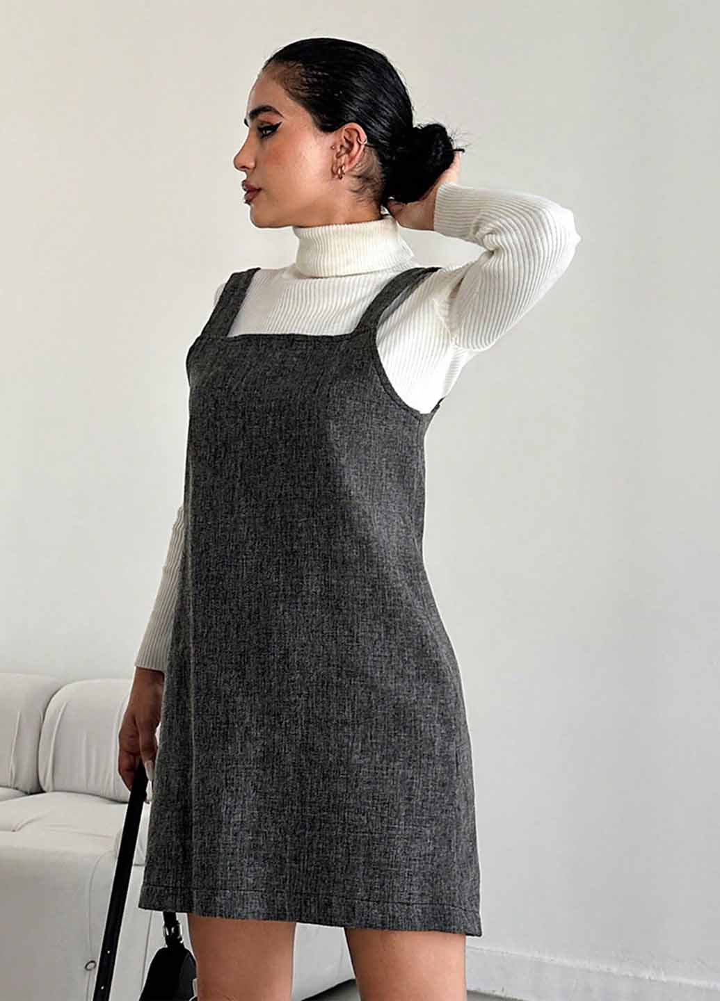 Демисезонный женский сарафан SHEIN меланжевый