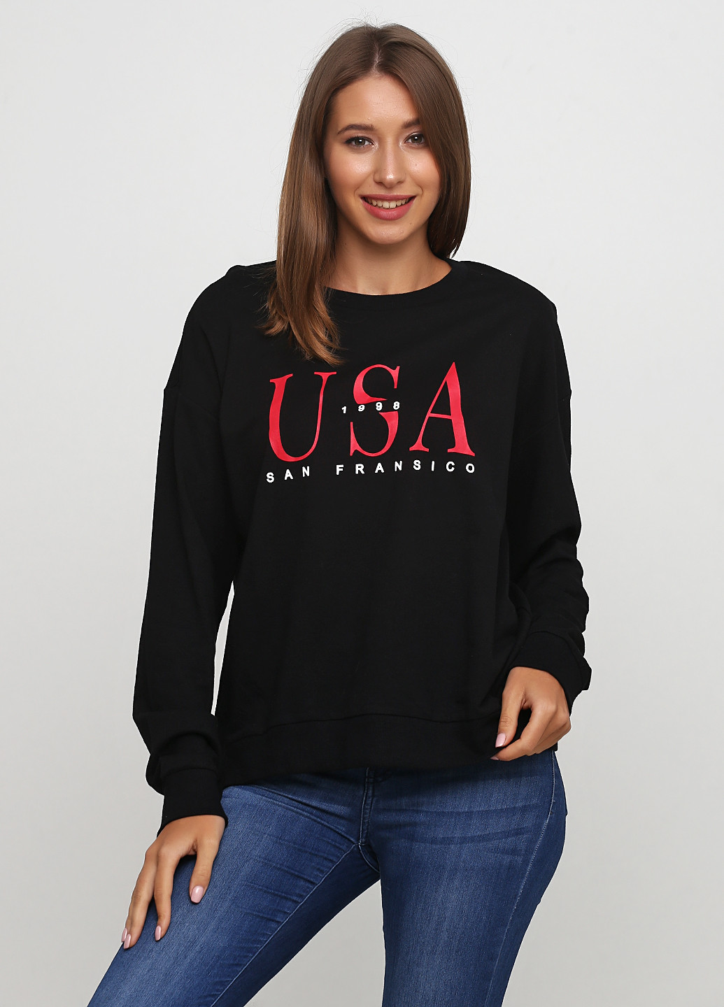 Черный свитшот H&M однотонный (246806804)