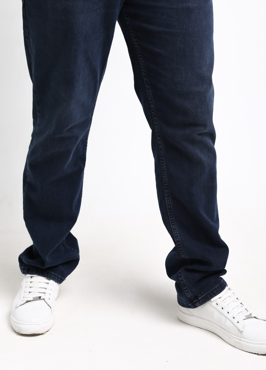 Темно-синие демисезонные слим джинсы мужские слим темно-синие со стрейчем Slim Zanotti