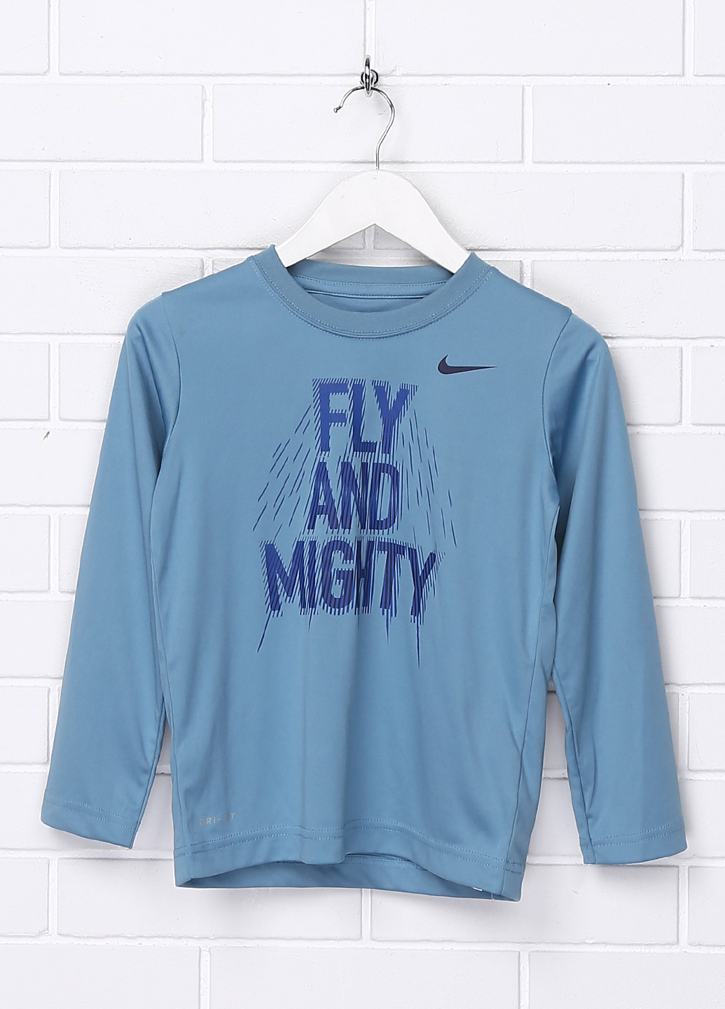 Голубой демисезонный кэжуал лонгслив Nike с надписями