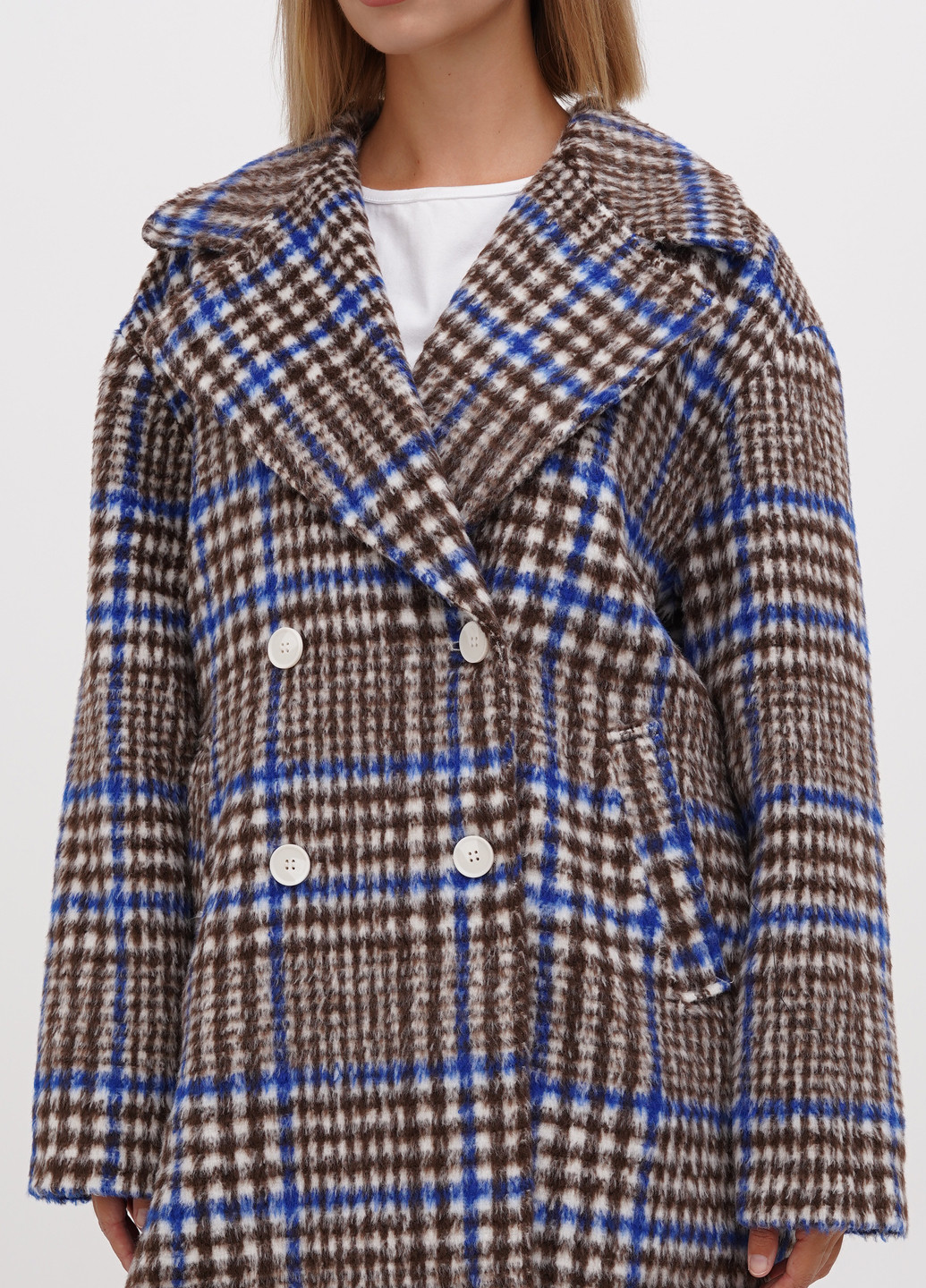 Комбіноване Кежуал пальто двобортне Monki в клітинку