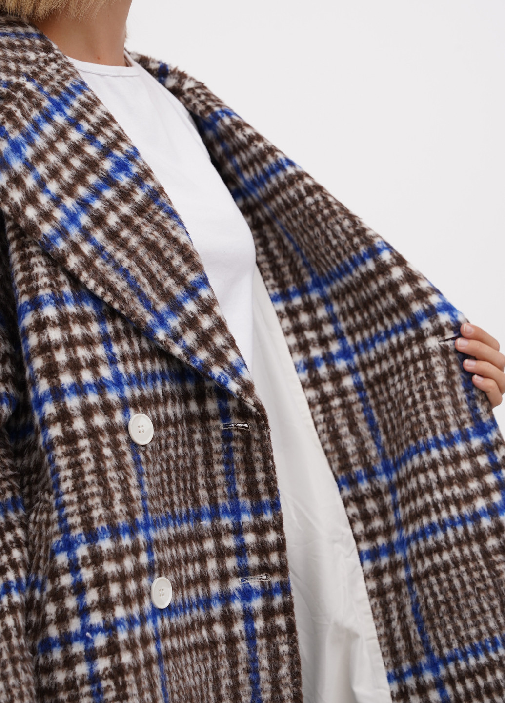 Комбіноване Кежуал пальто двобортне Monki в клітинку