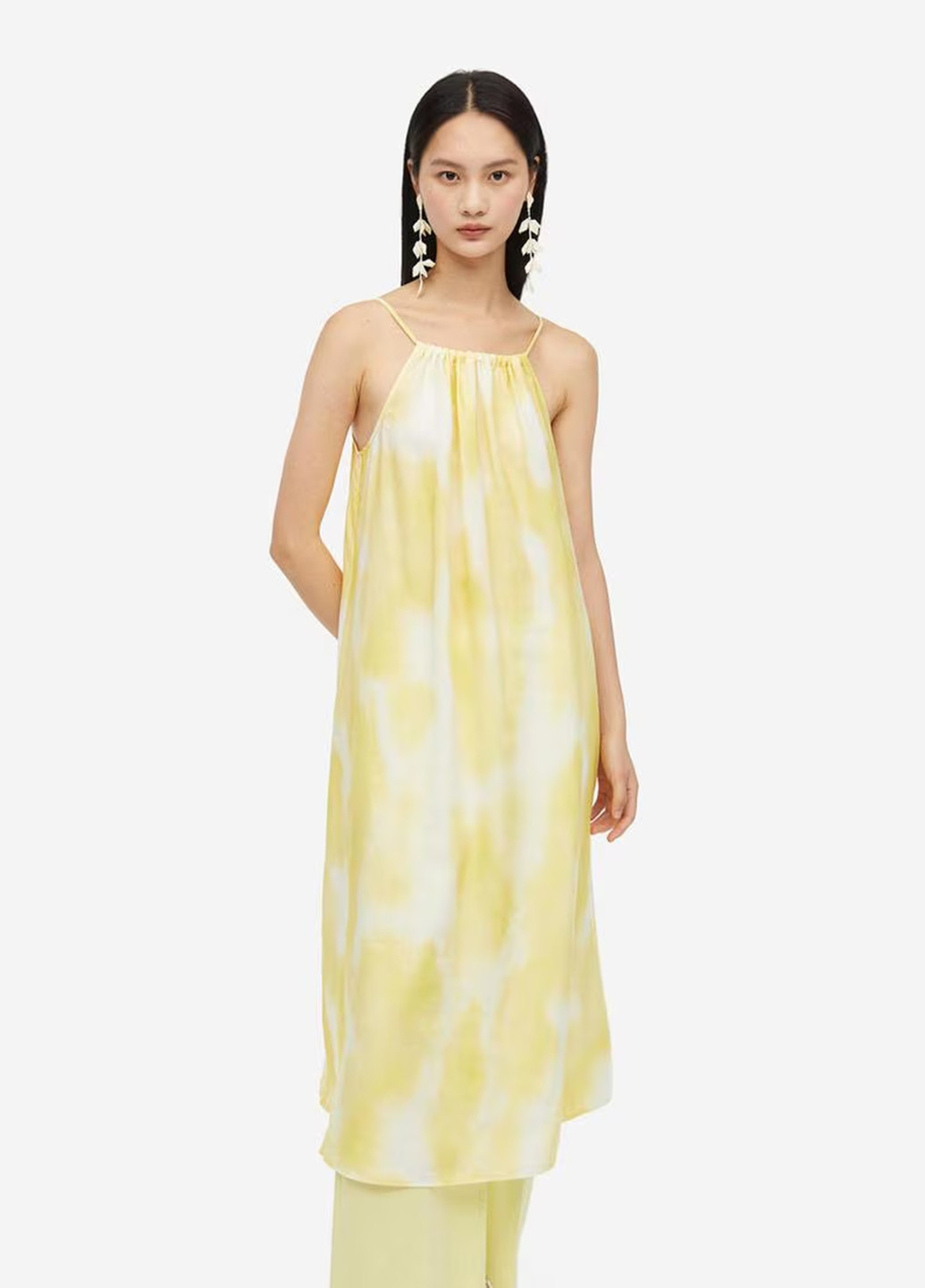 Желтое кэжуал платье а-силуэт H&M тай-дай