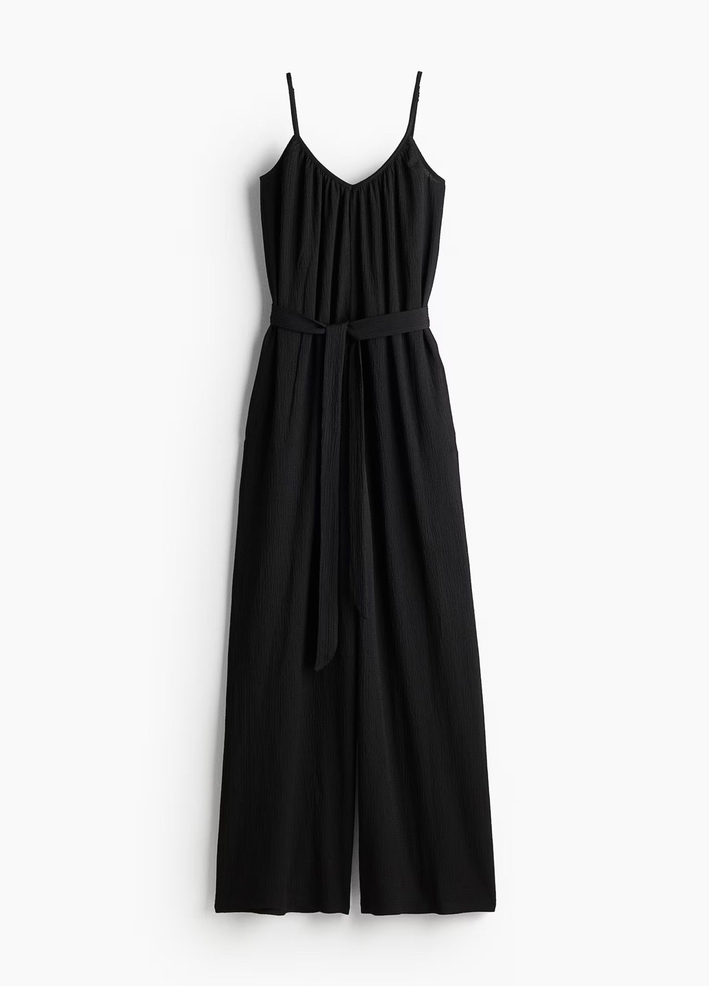 Комбинезон H&M комбинезон-брюки однотонный чёрный кэжуал полиэстер