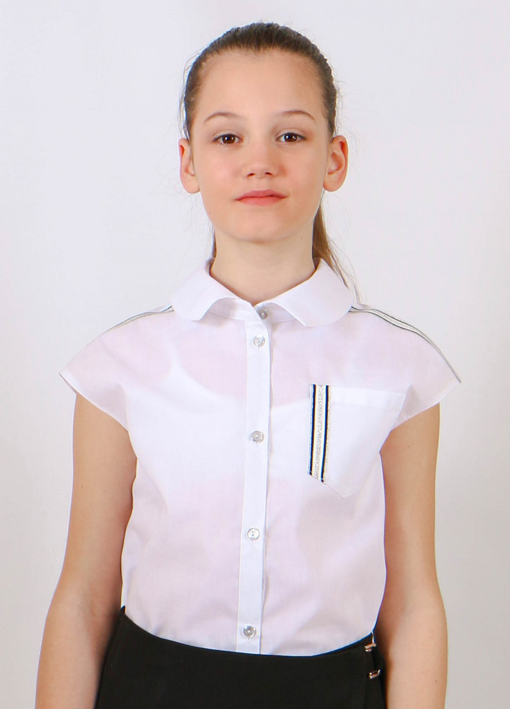 Белая однотонная блузка DaNa-kids летняя