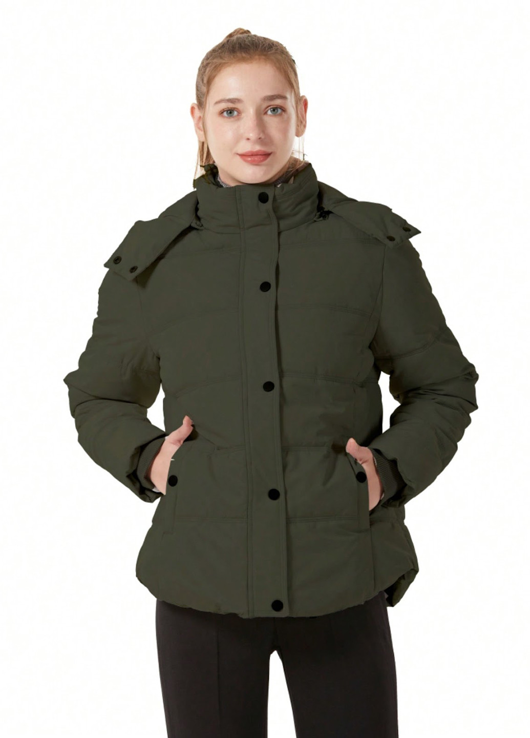 Оливковая (хаки) зимняя куртка SHEIN