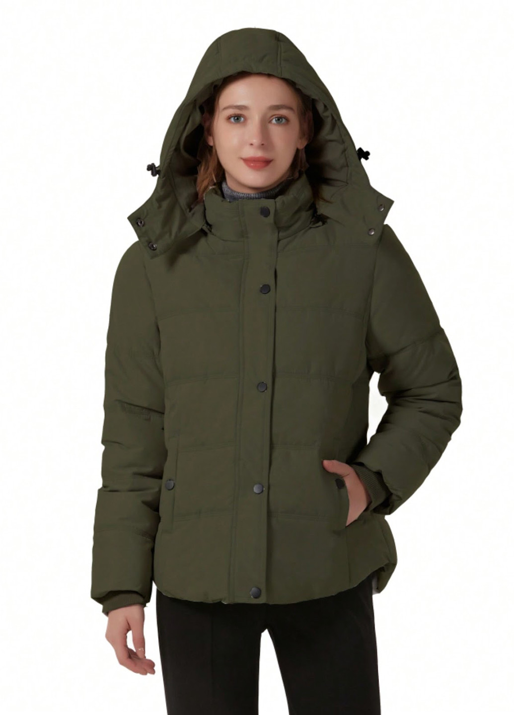 Оливковая (хаки) зимняя куртка SHEIN