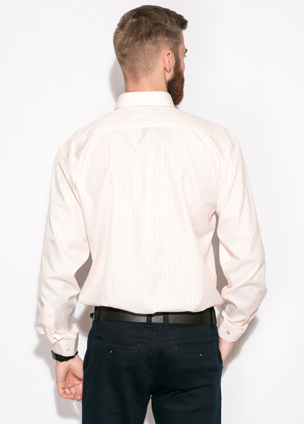Светло-бежевая кэжуал рубашка однотонная Time of Style с длинным рукавом