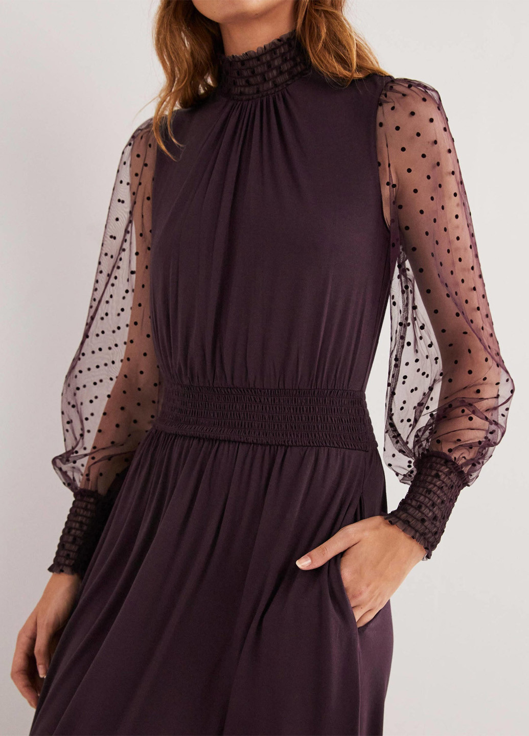 Сливовое вечернее платье клеш Boden однотонное