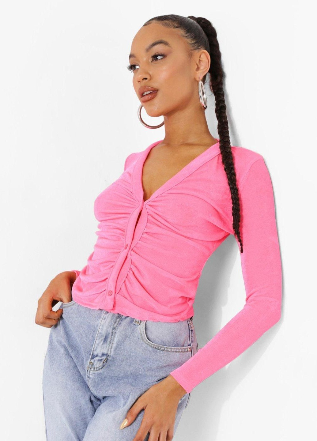 Кислотно-розовая блуза Boohoo