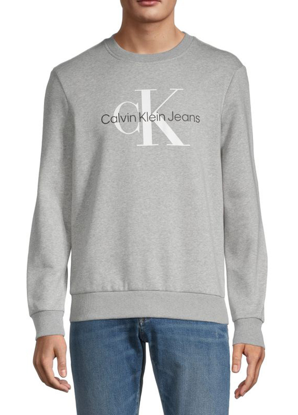 Серый свитшот Calvin Klein меланж без декора (307083932)