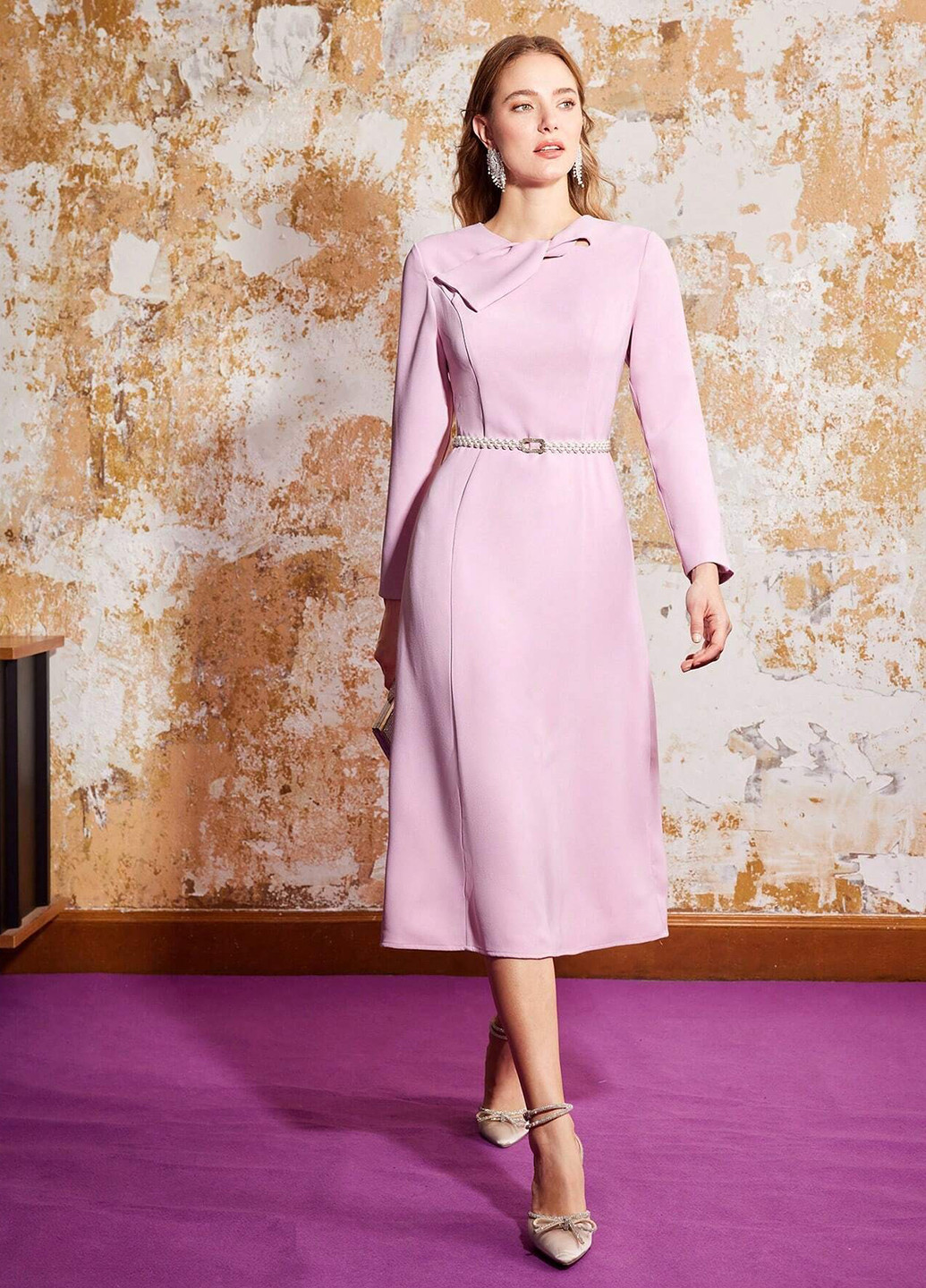 Рожева кежуал, святковий сукня Motf однотонна