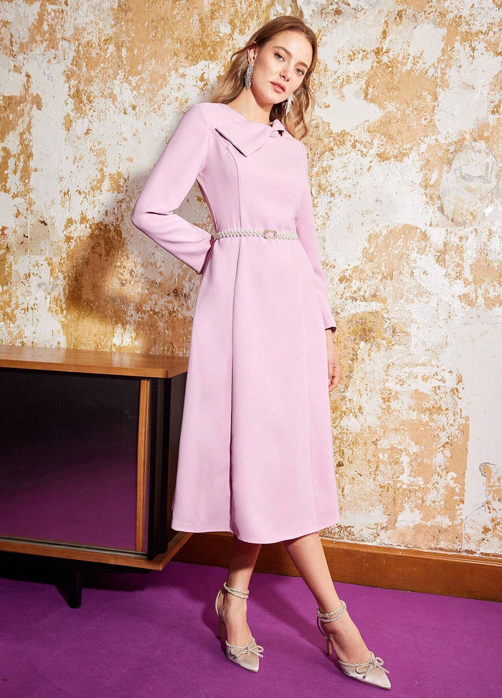 Рожева кежуал, святковий сукня Motf однотонна