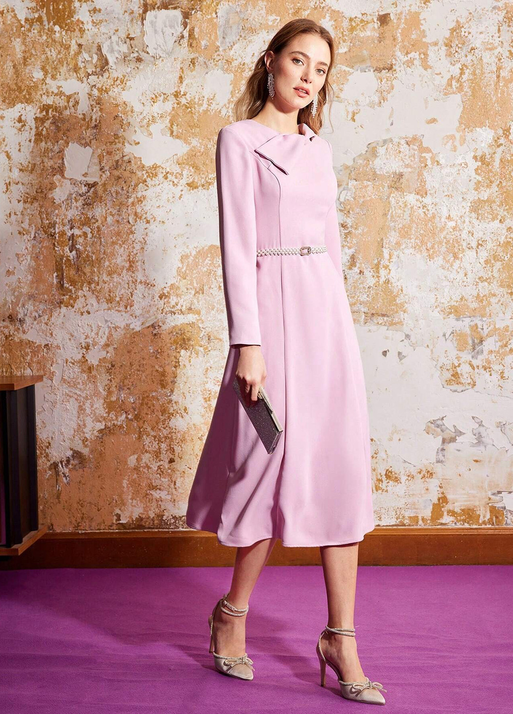 Рожева кежуал, святковий сукня Motf однотонна