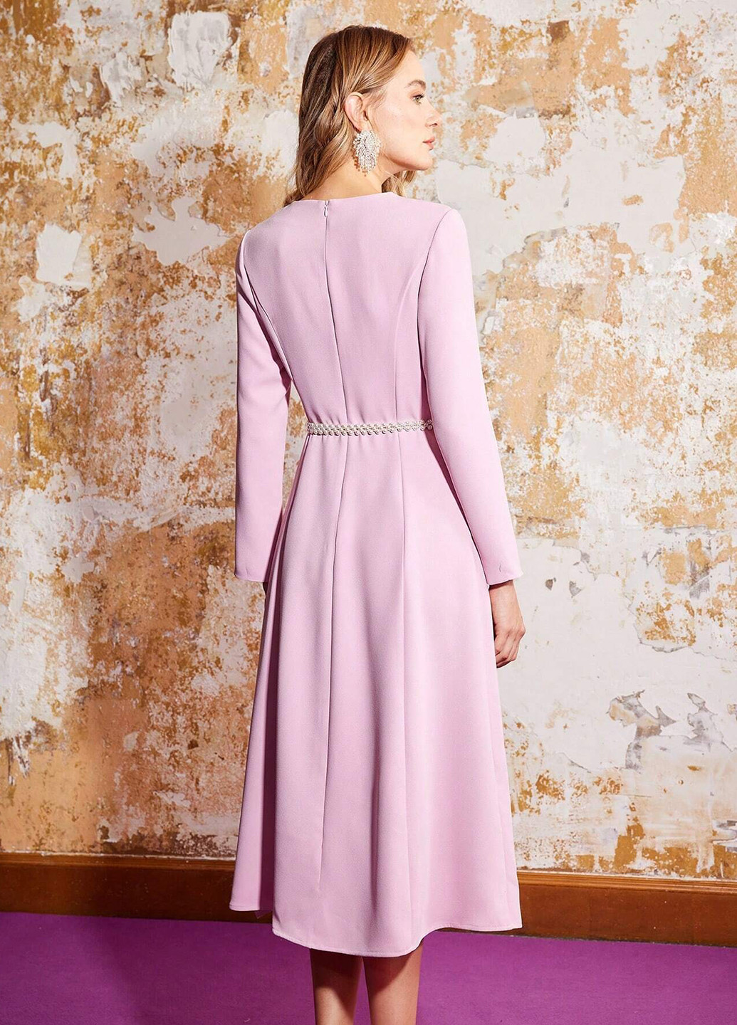 Рожева кежуал, святковий сукня Motf однотонна