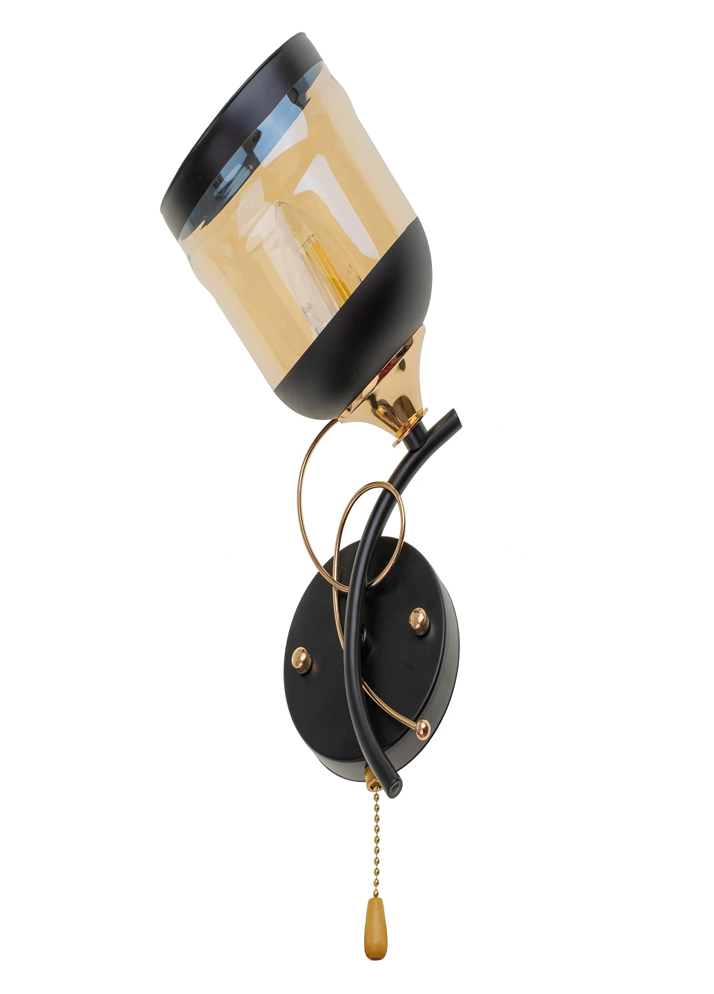 Бра с одним плафоном черное с золотым LK-706W/1 E27 BK+FG Brille (220133397)