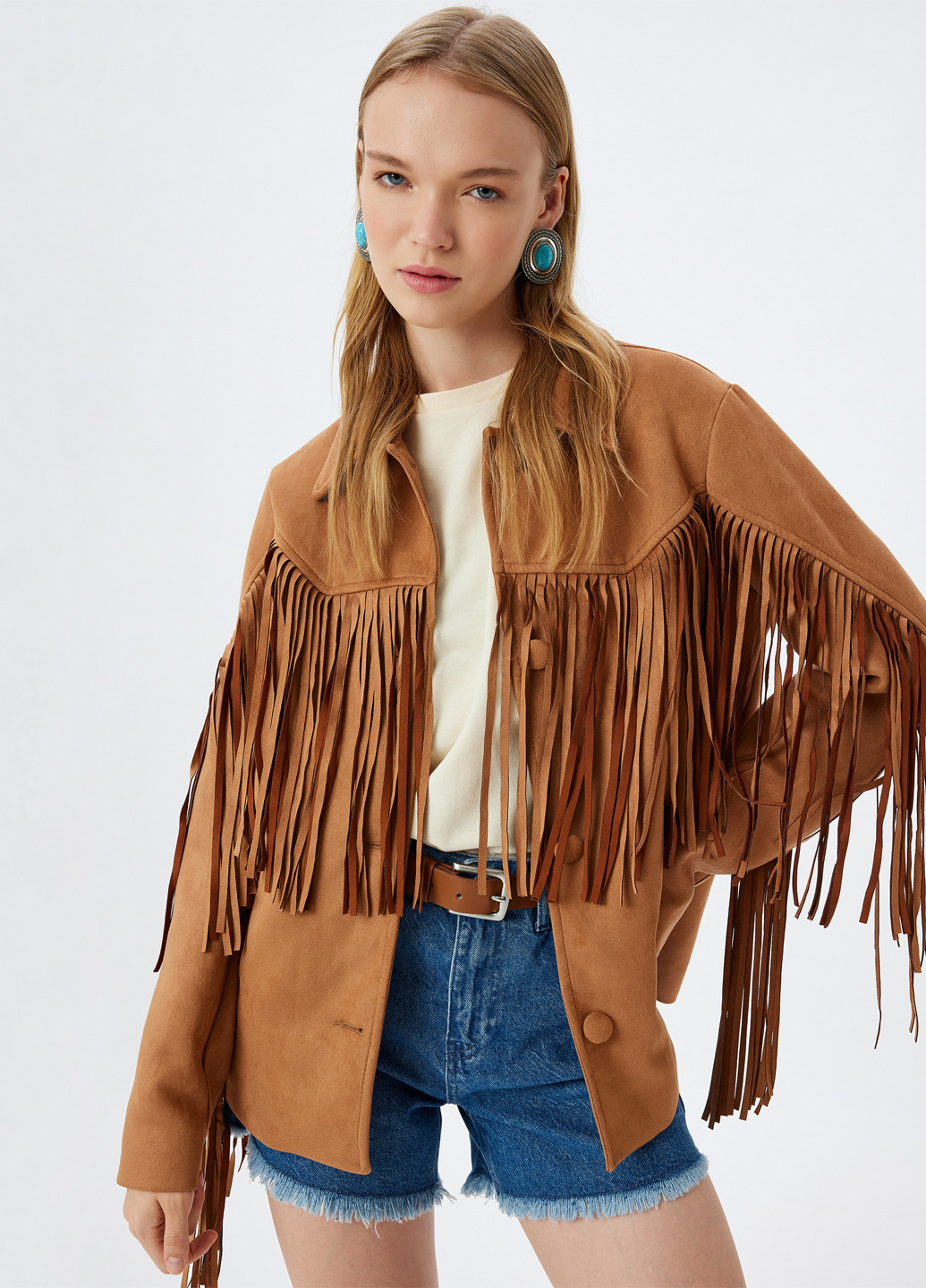 Светло-коричневая демисезонная куртка байкерская KOTON