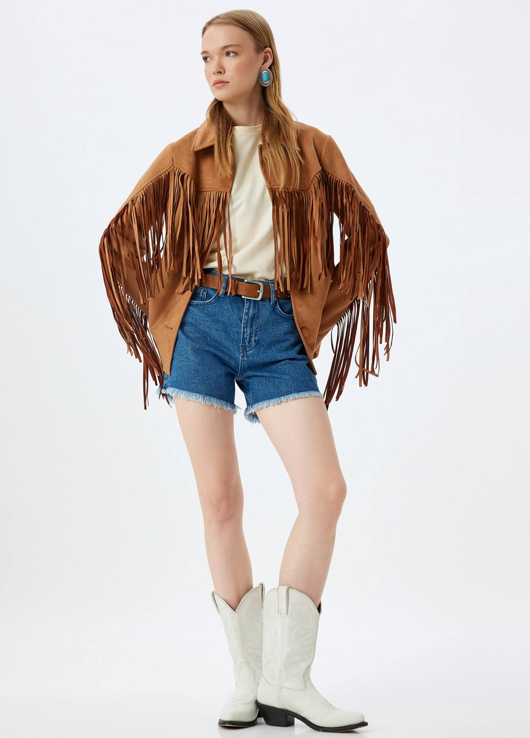 Светло-коричневая демисезонная куртка байкерская KOTON