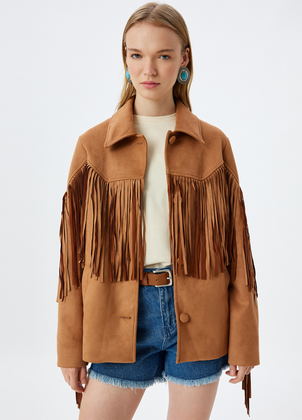 Светло-коричневая демисезонная куртка байкерская KOTON