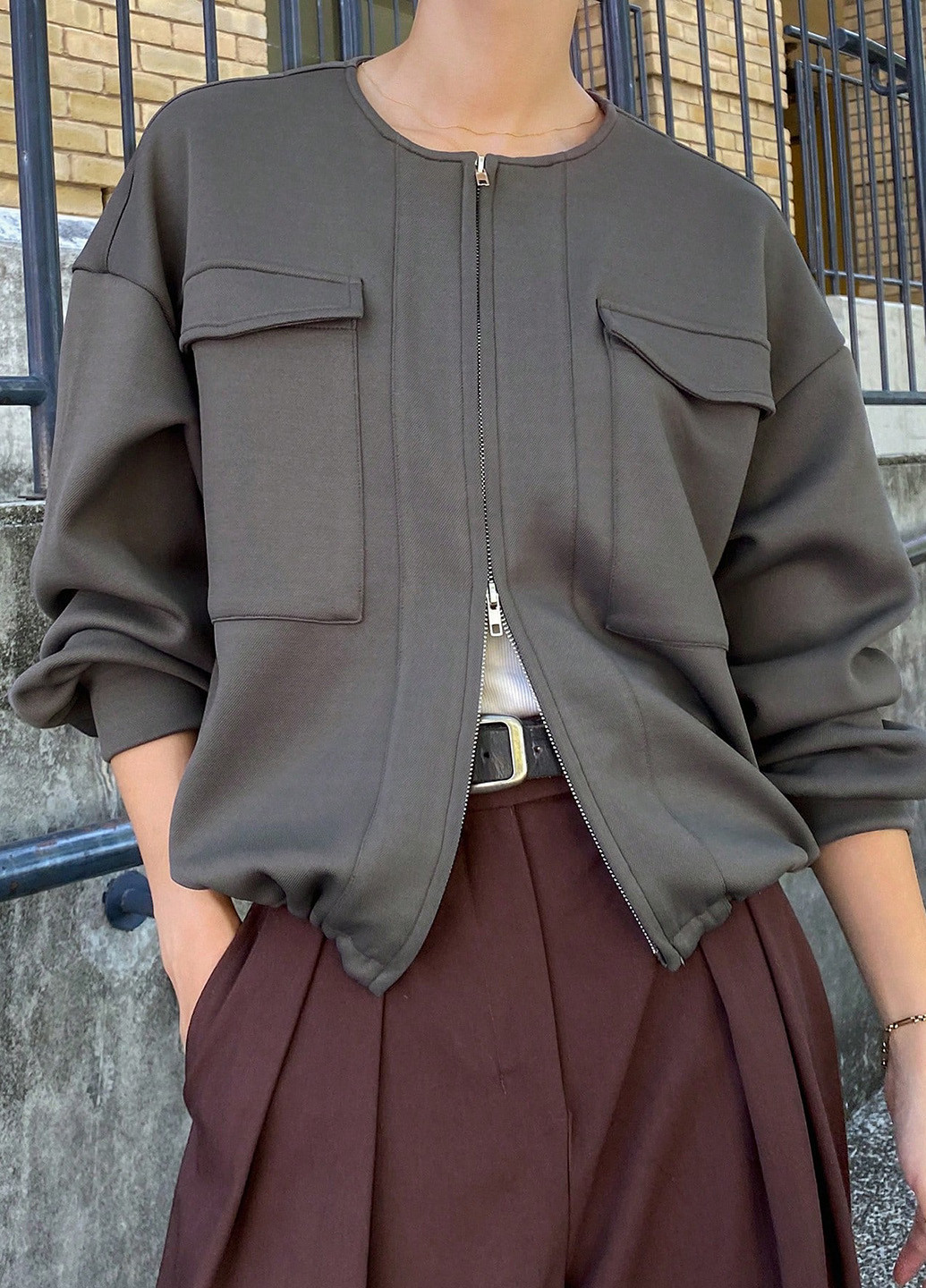 Коричневая демисезонная куртка SHEIN