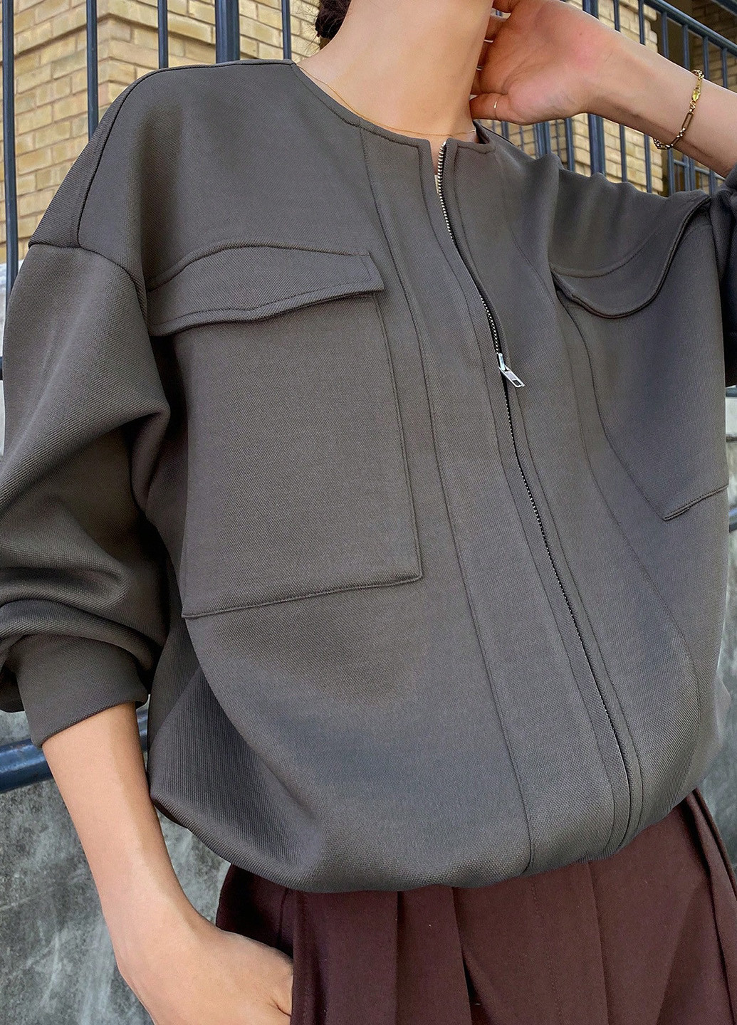 Коричневая демисезонная куртка SHEIN