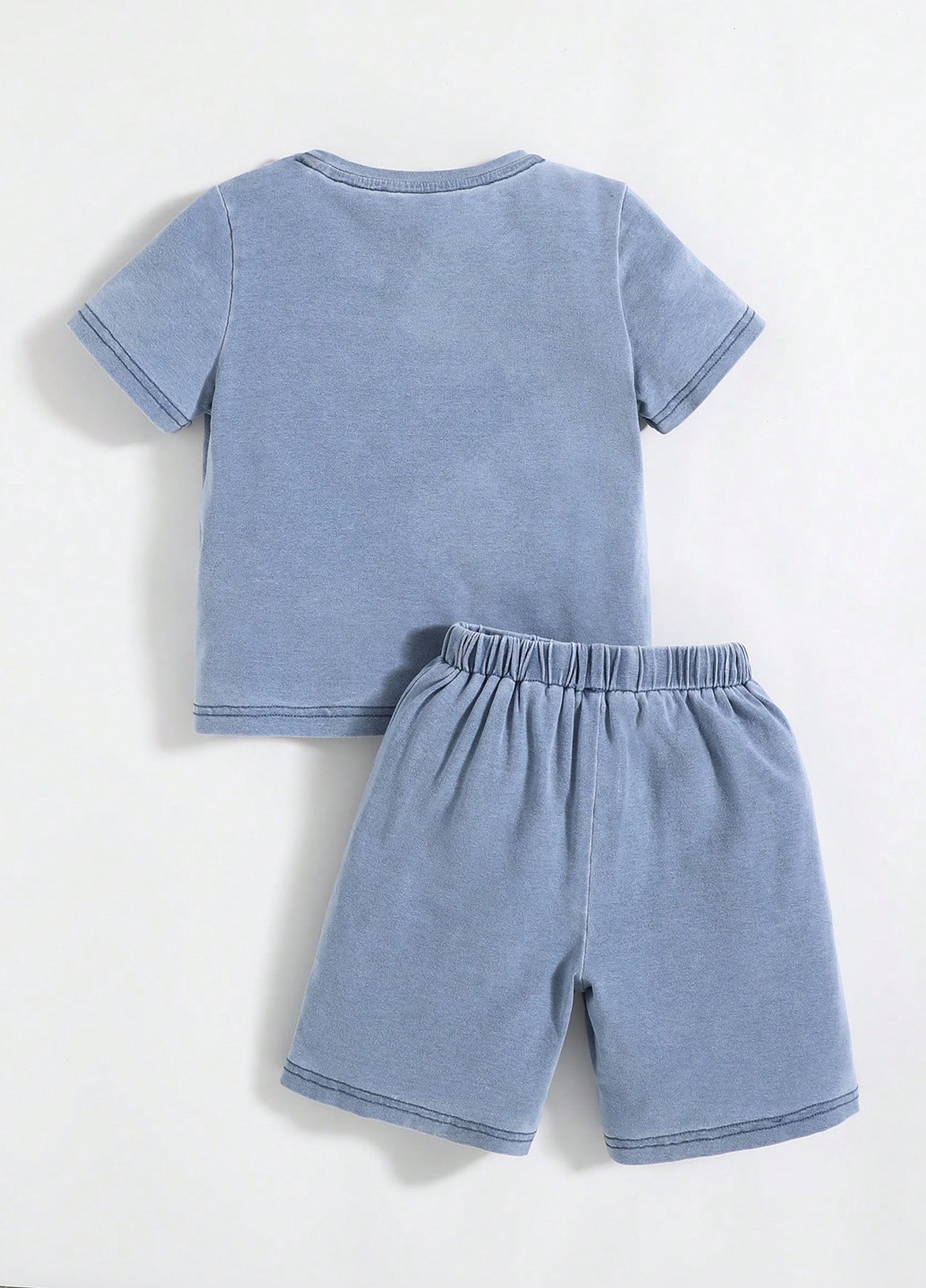 Серо-голубой летний костюм (футболка, шорты) с шортами SHEIN