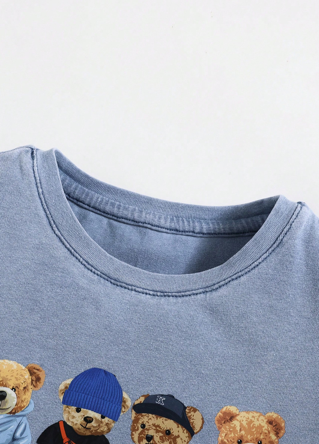 Серо-голубой летний костюм (футболка, шорты) с шортами SHEIN