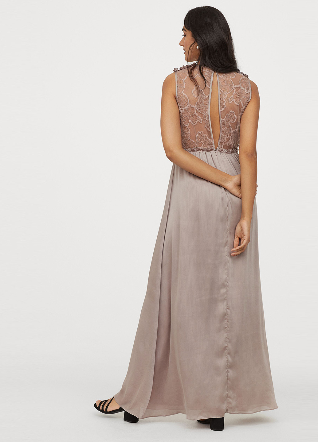 Лиловое вечернее платье с открытой спиной, клеш H&M однотонное
