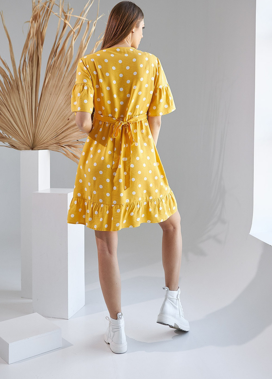 Желтое кэжуал платье для беременных в горошек колокол Dianora в горошек