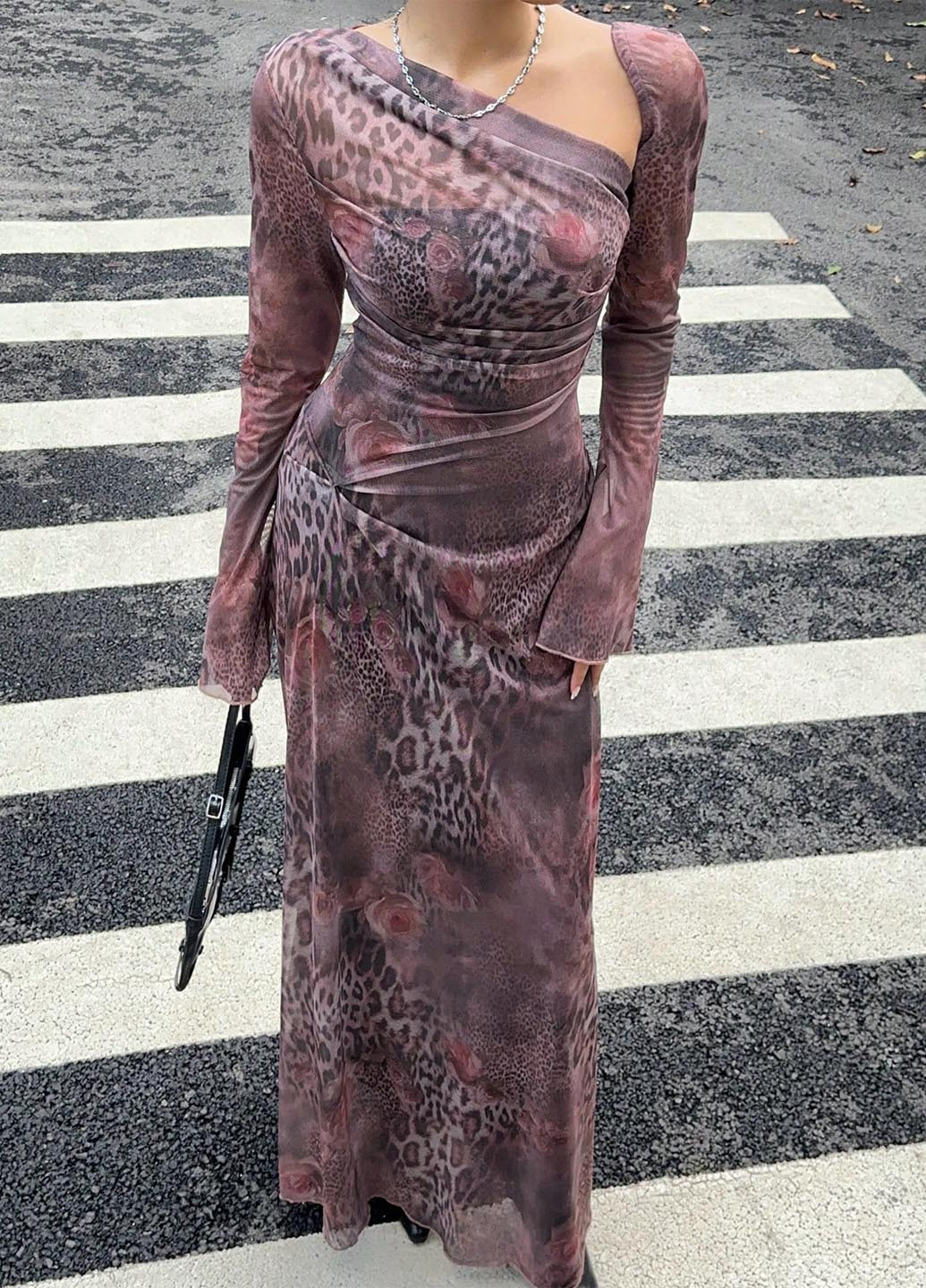 Комбінована кежуал сукня а-силует SHEIN з тваринним принтом