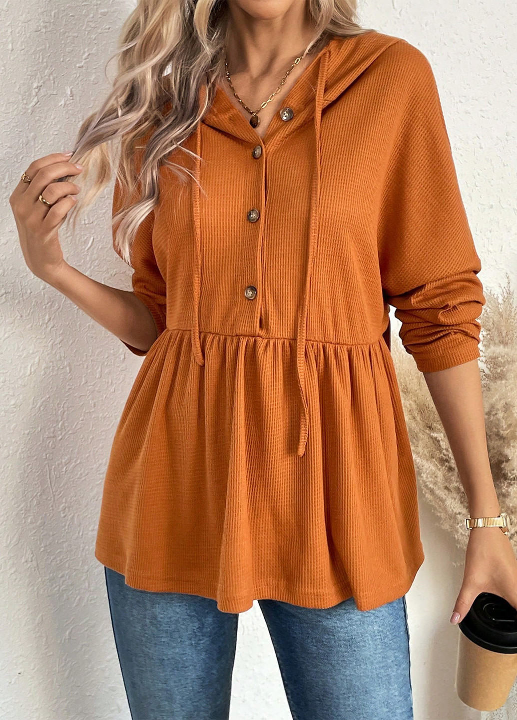 Горчичная блуза с баской Emery Rose