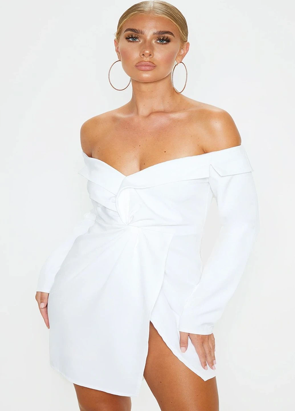 Белое кэжуал платье PrettyLittleThing однотонное