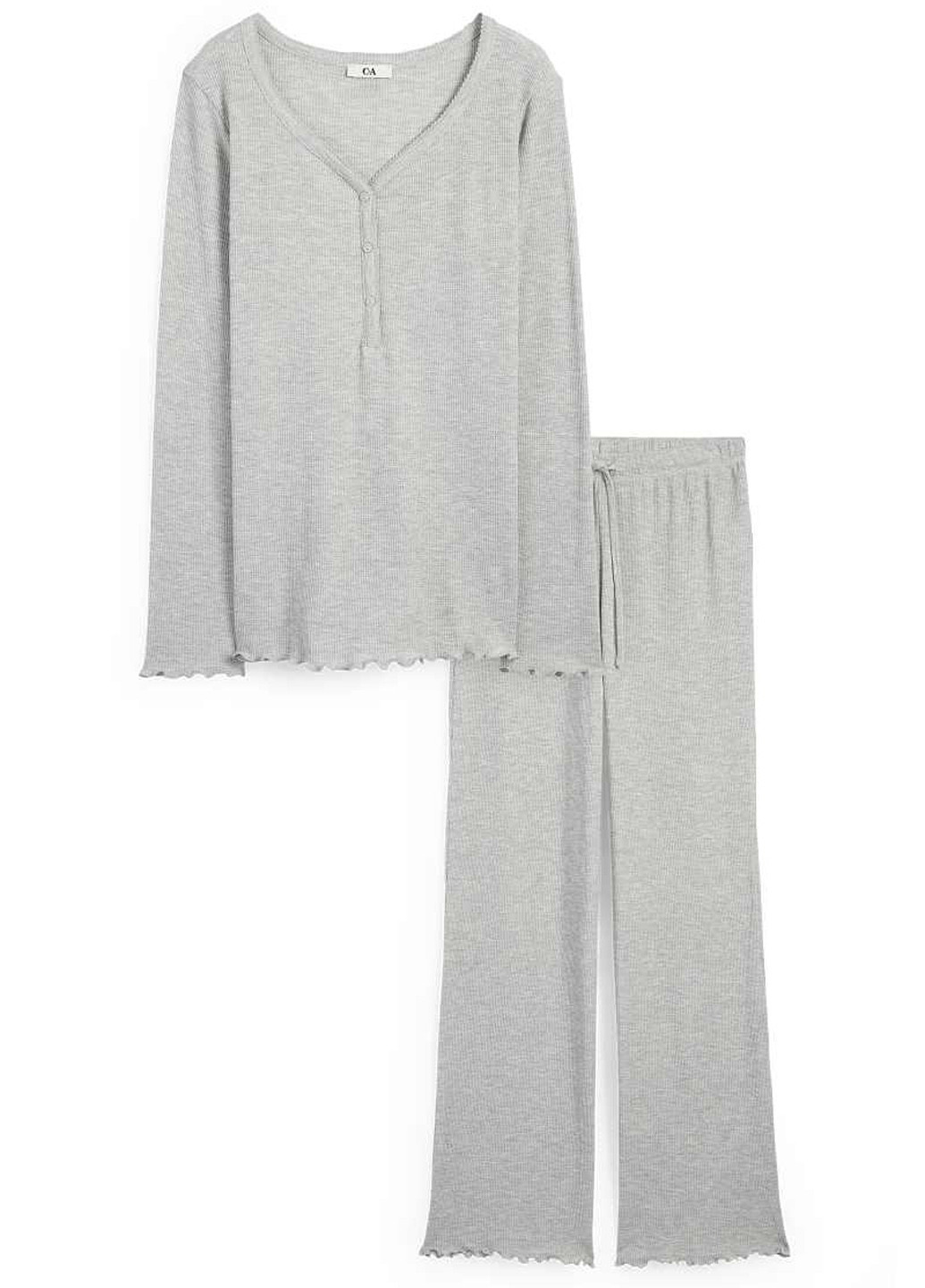 Светло-серая всесезон пижама (лонгслив, брюки) лонгслив + брюки C&A