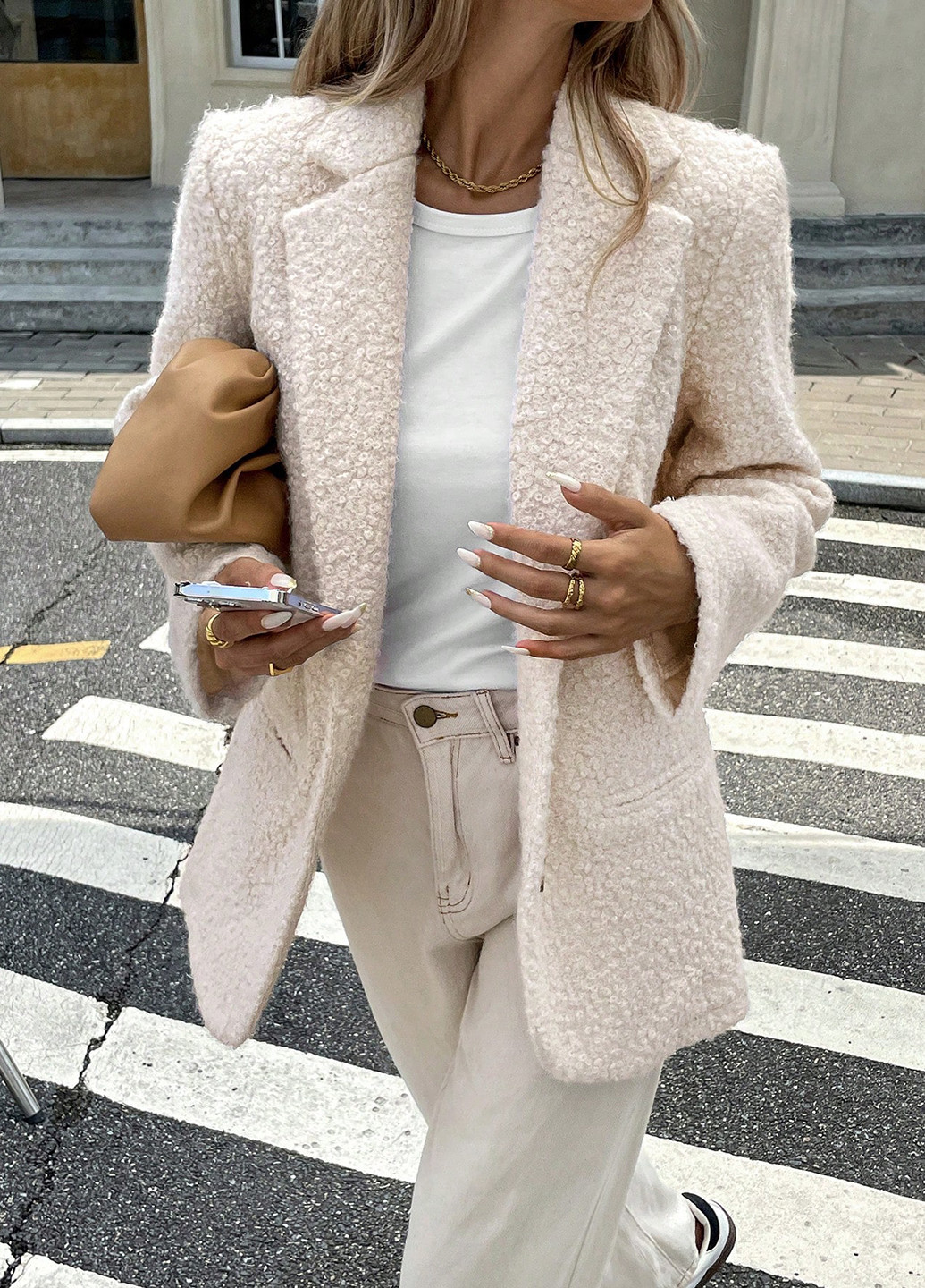 Бежевый женский жакет SHEIN однотонный - демисезонный