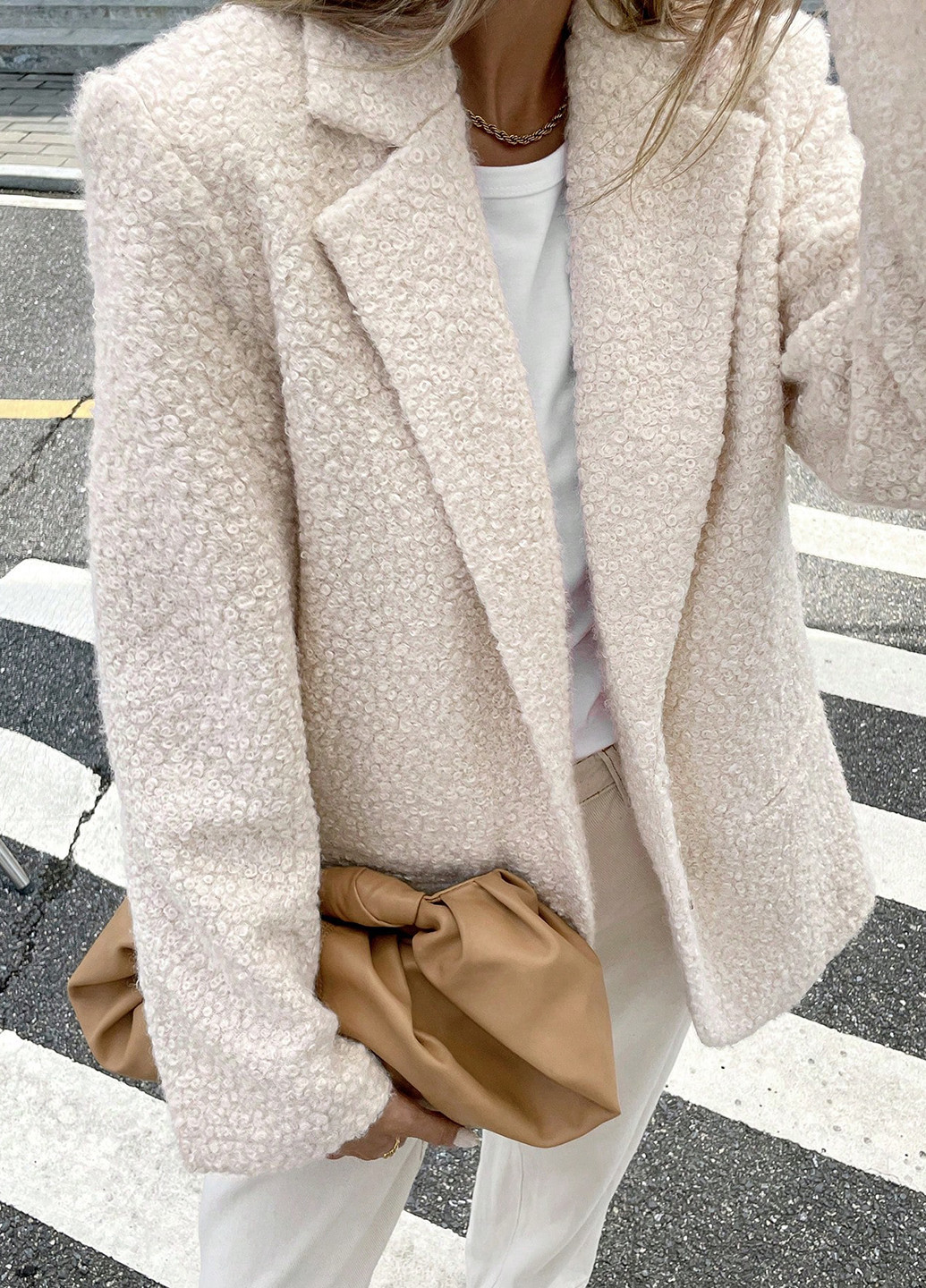 Бежевый женский жакет SHEIN однотонный - демисезонный