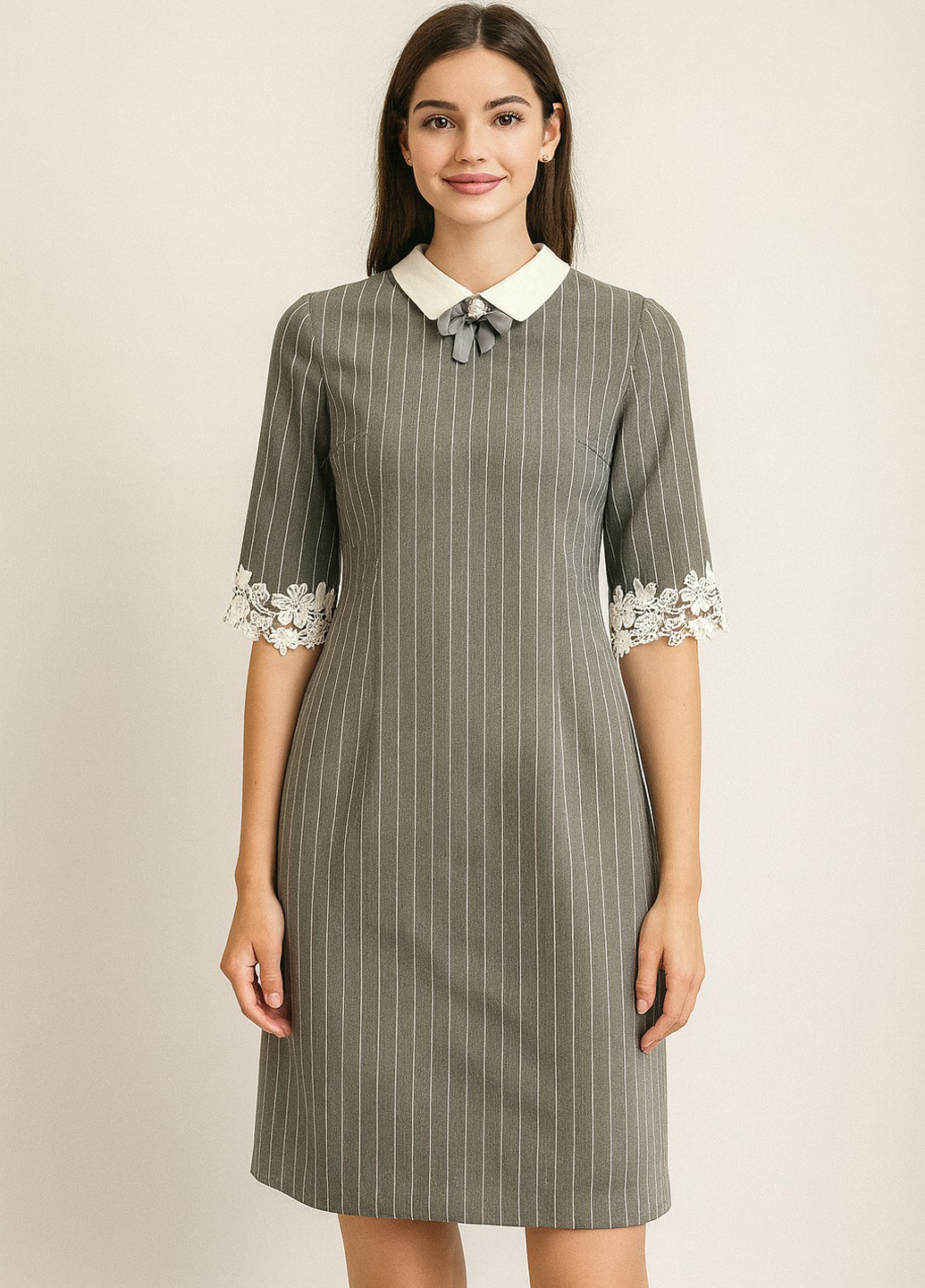 Сіра кежуал сукня а-силует Sassofono в смужку