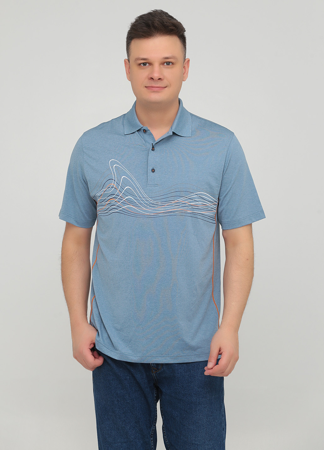 Темно-голубой футболка-поло для мужчин Greg Norman с абстрактным узором