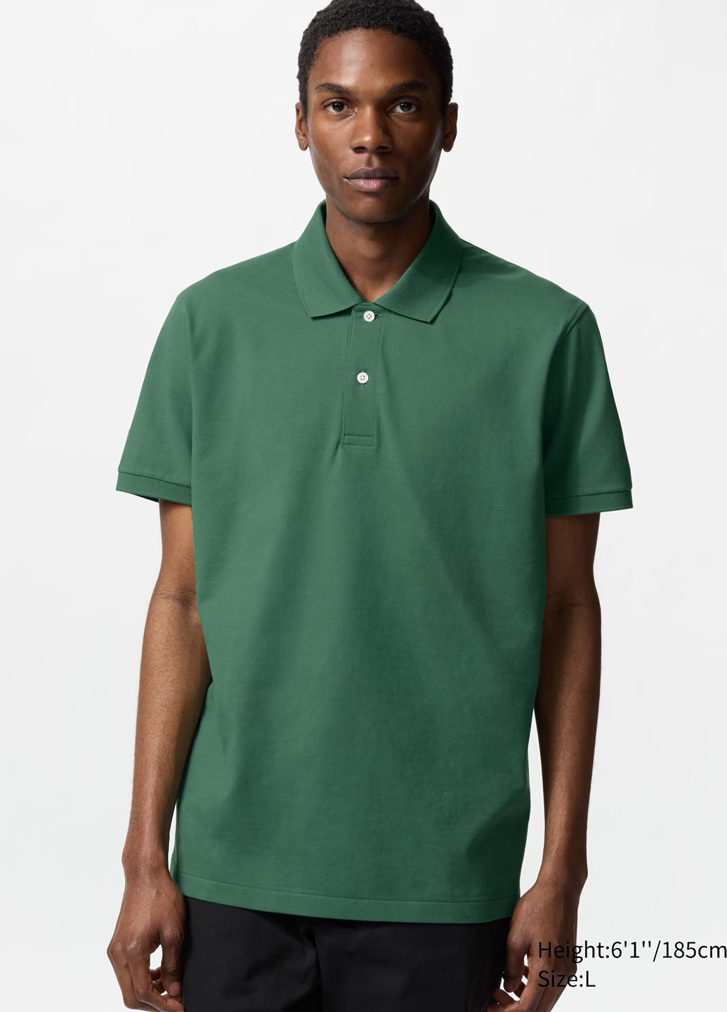 Зеленая футболка-поло для мужчин Uniqlo однотонная