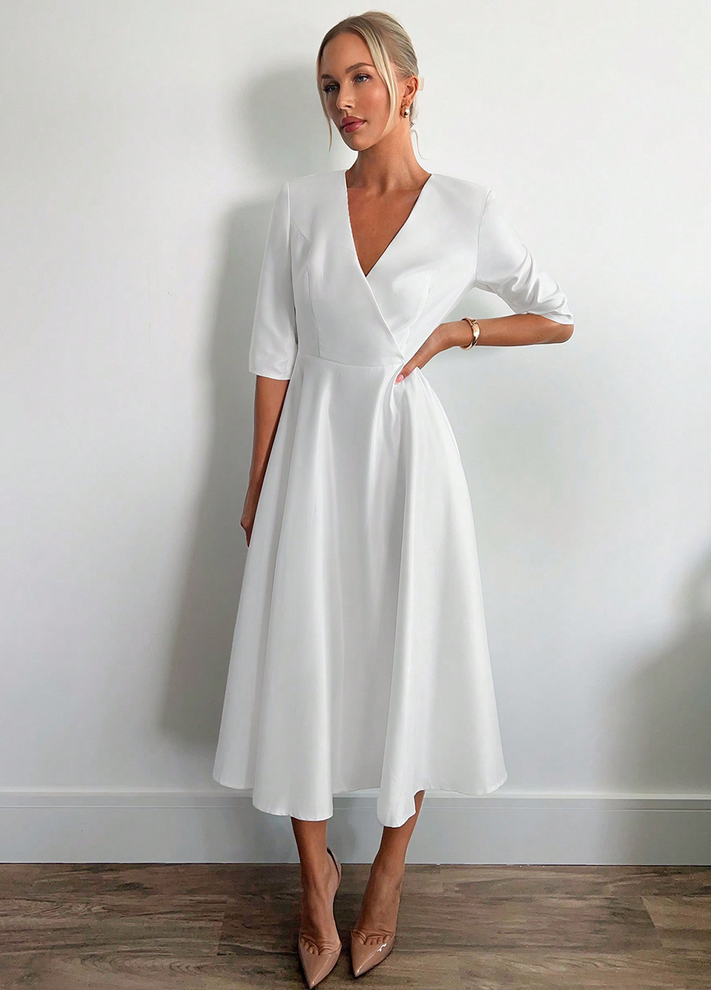 Білий кежуал сукня а-силует SHEIN однотонна