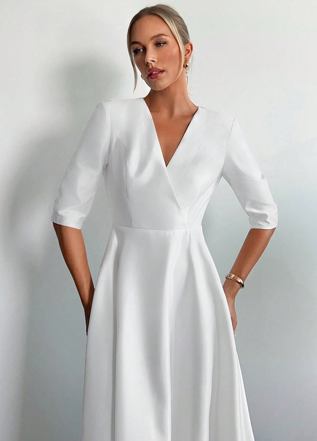 Білий кежуал сукня а-силует SHEIN однотонна