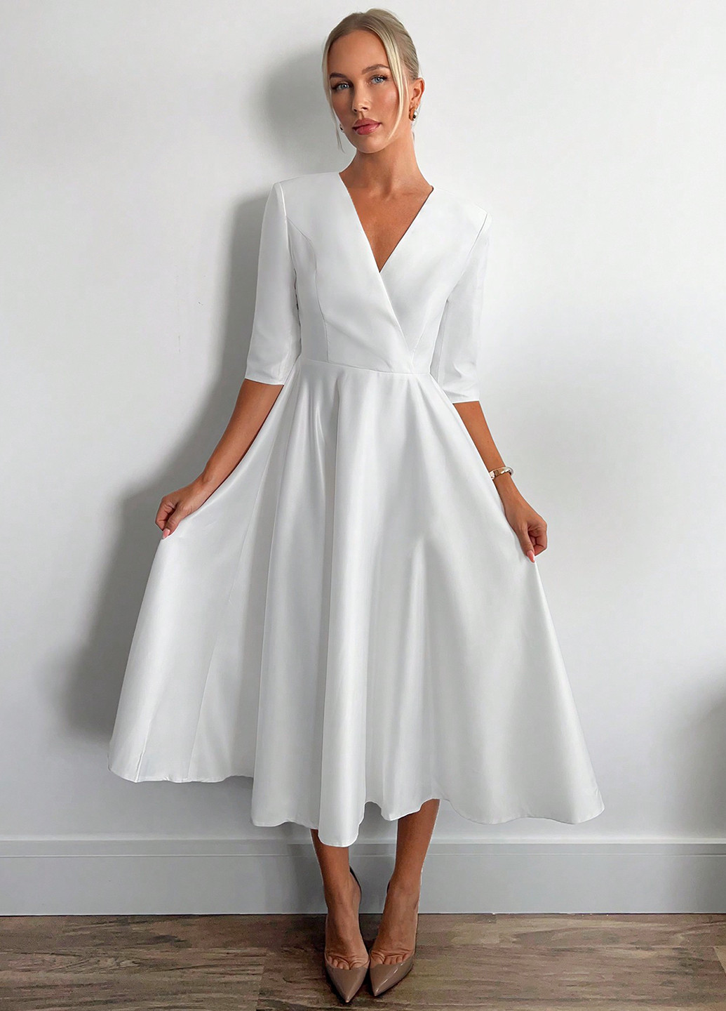 Білий кежуал сукня а-силует SHEIN однотонна