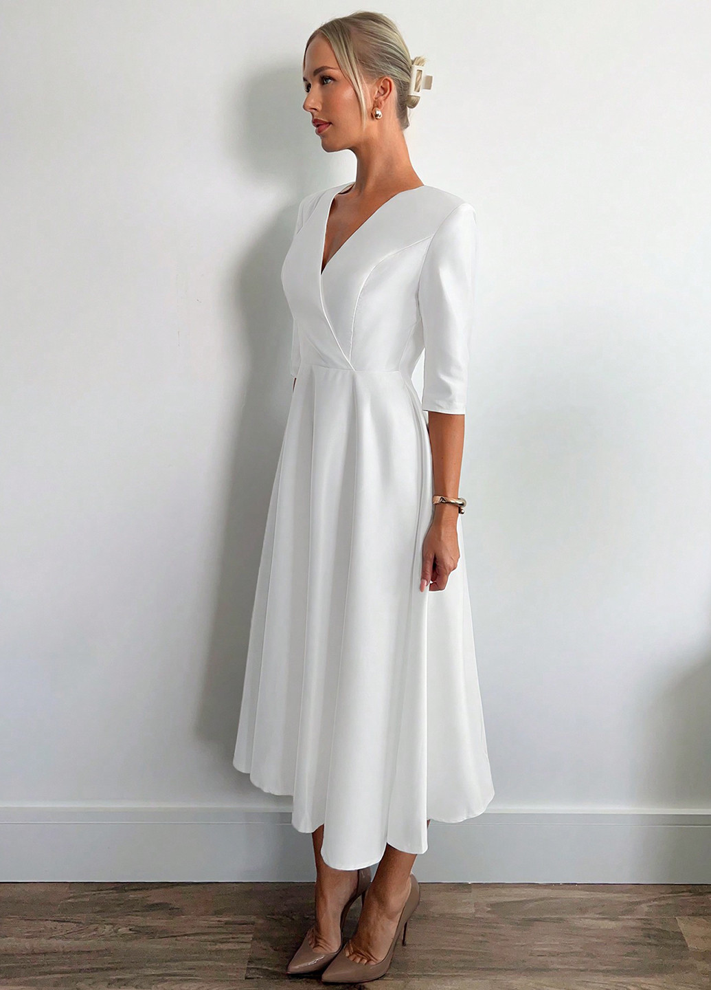 Білий кежуал сукня а-силует SHEIN однотонна