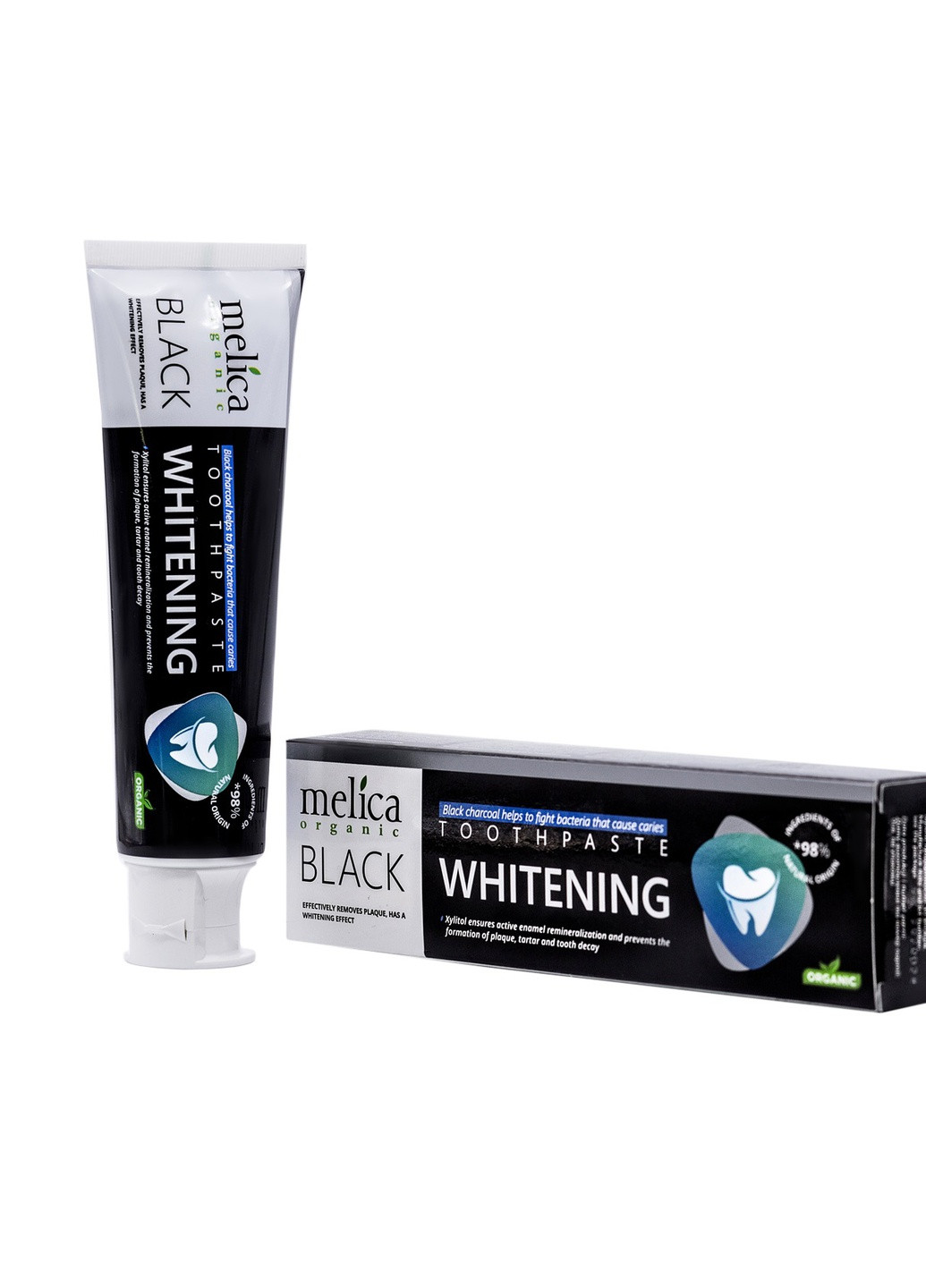 Зубна паста відбілююча з чорним деревним вугіллям Melica Organic (229956040)