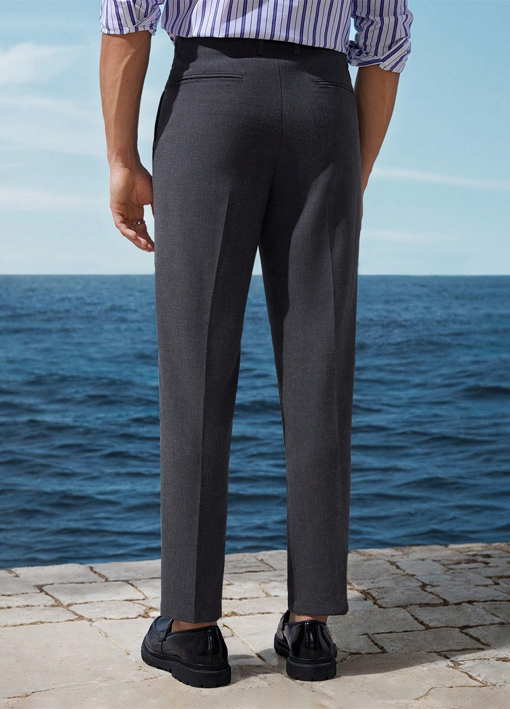 Темно-серые кэжуал, классические демисезонные прямые брюки SHEIN