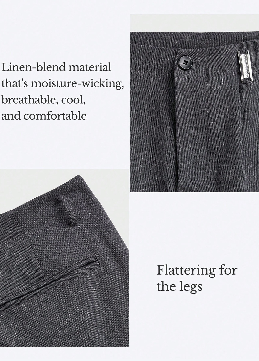 Темно-серые кэжуал, классические демисезонные прямые брюки SHEIN