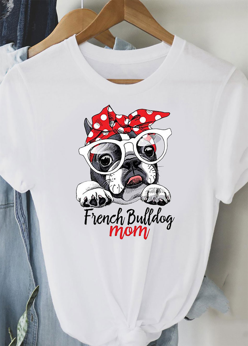Белая всесезон футболка белая french bulldog mom Love&Live