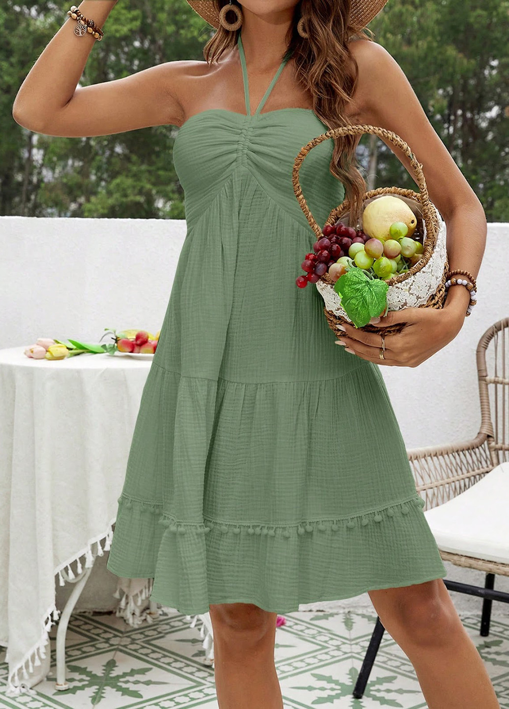 Сіро-зелена кежуал сукня а-силует SHEIN однотонна