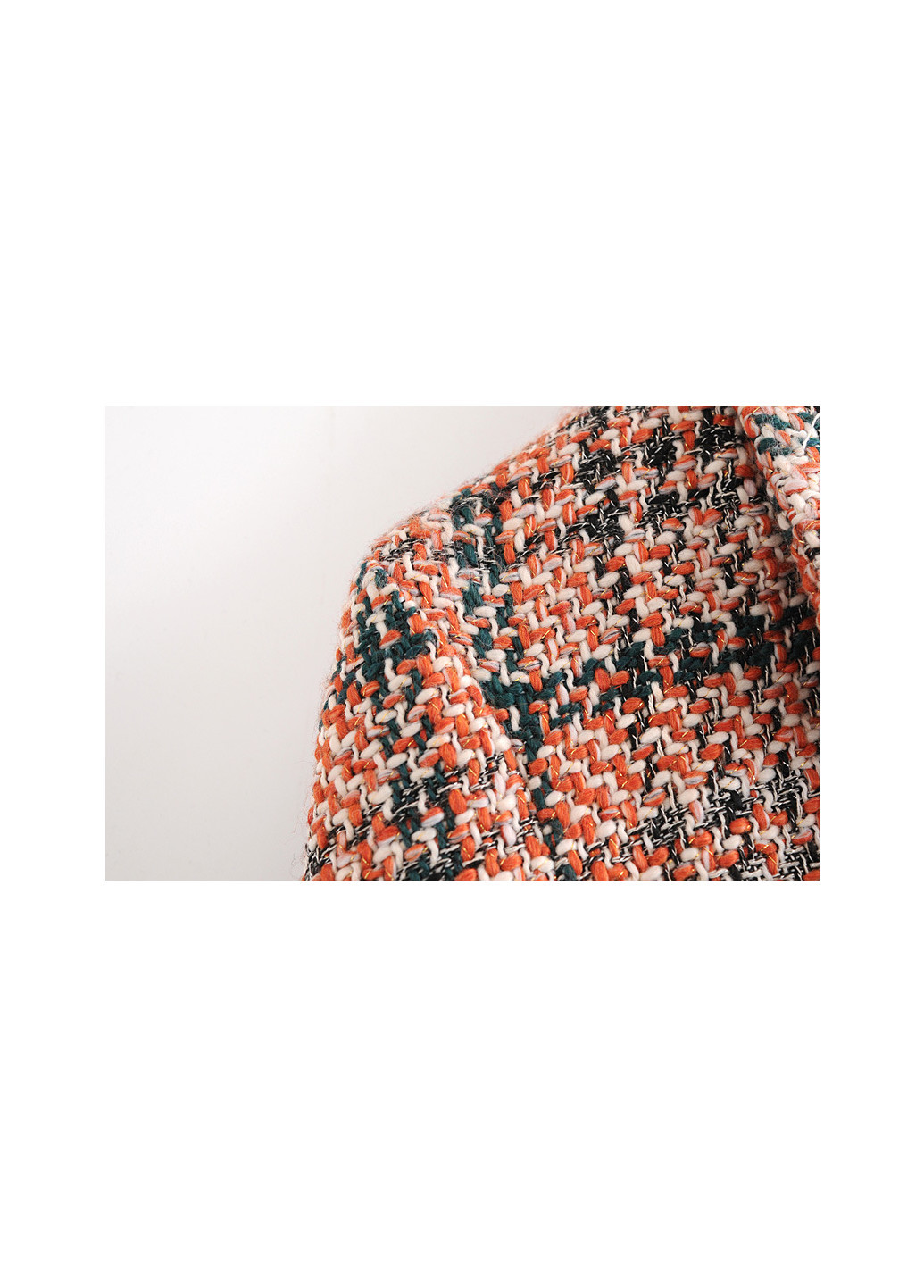 Оранжевый женский блейзер женский из твидовой ткани trendy Berni Fashion в клеточку - демисезонный