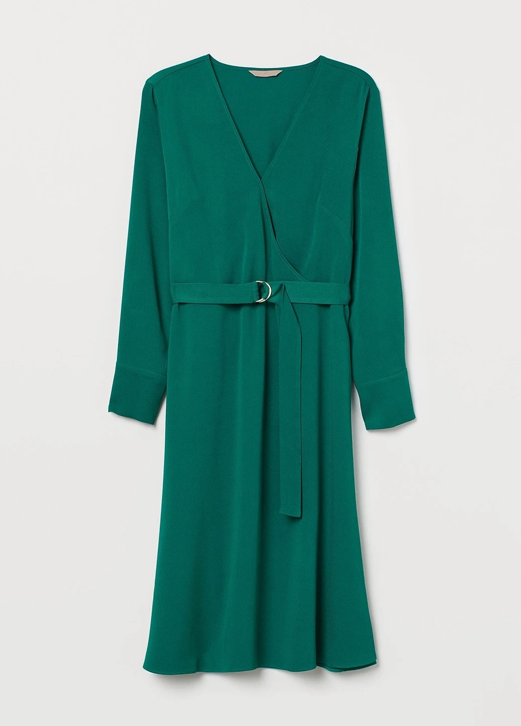 Зеленое кэжуал платье клеш H&M однотонное