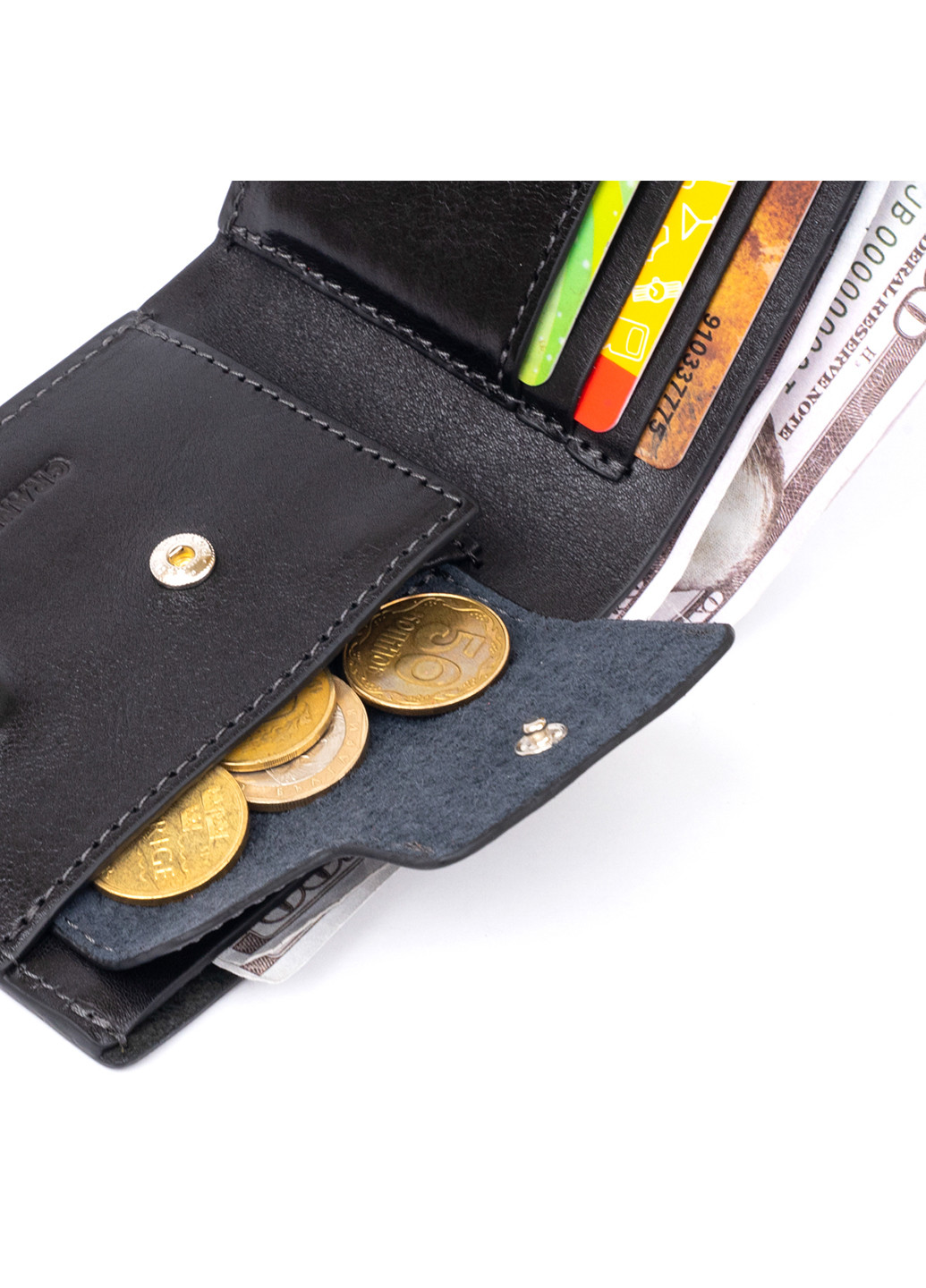 Мужской кожаный кошелек 7,5х10х2,5 см Grande Pelle (252128949)